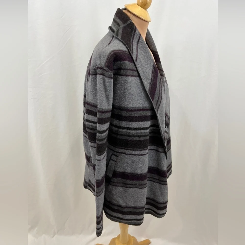 Wool‎ Blend Blanket Stripe Southwest Western Jacket - Picture 4 of 6